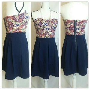 Strapless Pleated Dress